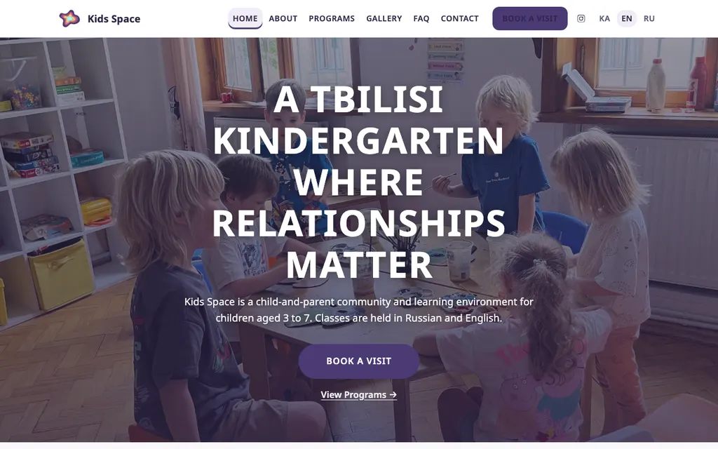 Kids Space — captura de la web